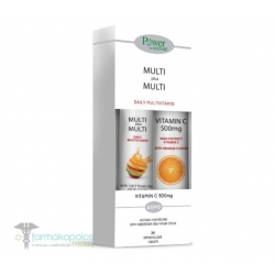 Power Health Multi - Multi με Στέβια 24 αναβράζοντα δισκία + Vitamin C 500mg Πορτοκάλι 20 αναβράζοντα δισκία