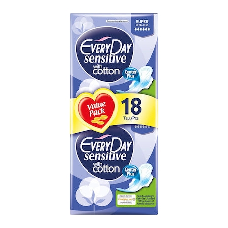 Sensitive with Cotton Super Ultra Plus Value Pack 18τμχ Sensitive with Cotton Super Ultra Plus Value Pack 18τμχ
