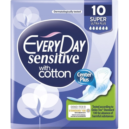 EveryDay Σερβιέτες Sensitive Ultra Plus Super With Cotton 10τεμ EveryDay Σερβιέτες Sensitive Ultra Plus Super With Cotton 10τεμ