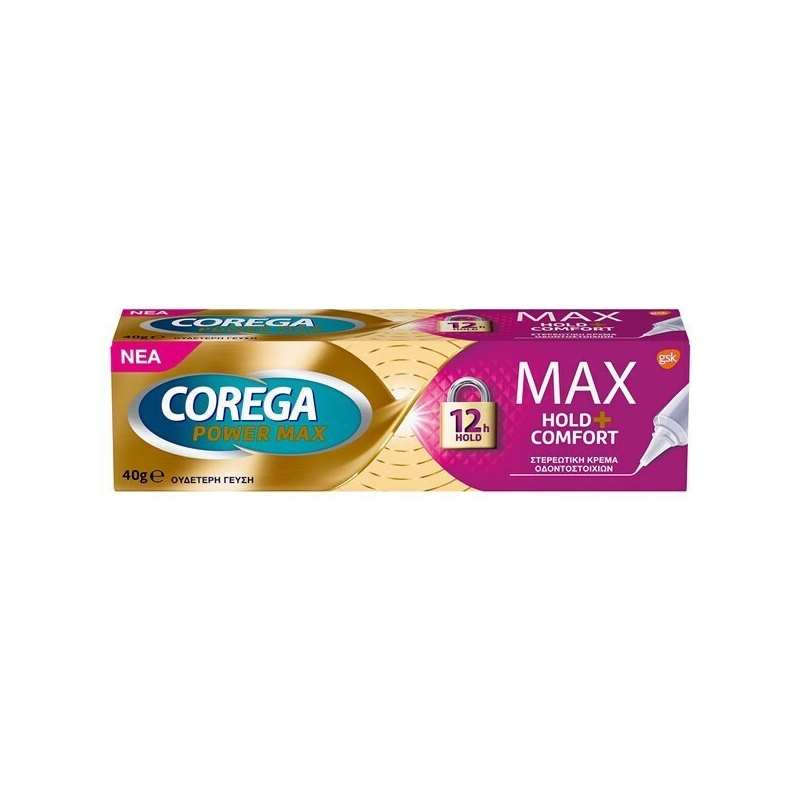 Corega Power Max Hold & Comfort Στερεωτική Κρέμα Τεχνητής Οδοντοστοιχίας 40gr