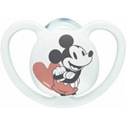 Nuk Ορθοδοντική Πιπίλα Σιλικόνης για 6-18 μηνών Space Mickey & Minnie με Θήκη Λευκό