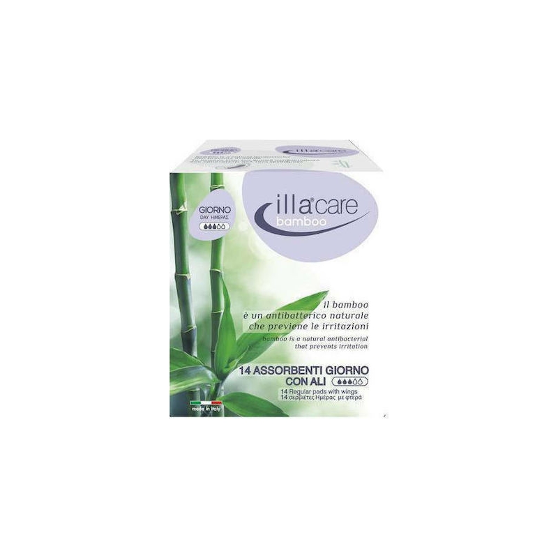 Illa Bamboo Day Σερβιέτες με Φτερά για Κανονική Ροή 3 Σταγόνες 14τμχ