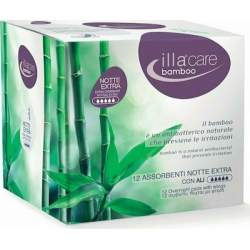 Illa Bamboo Extra Overnight Σερβιέτες Νυκτός με Φτερά για Αυξημένη Ροή 5 Σταγόνες 12τμχ