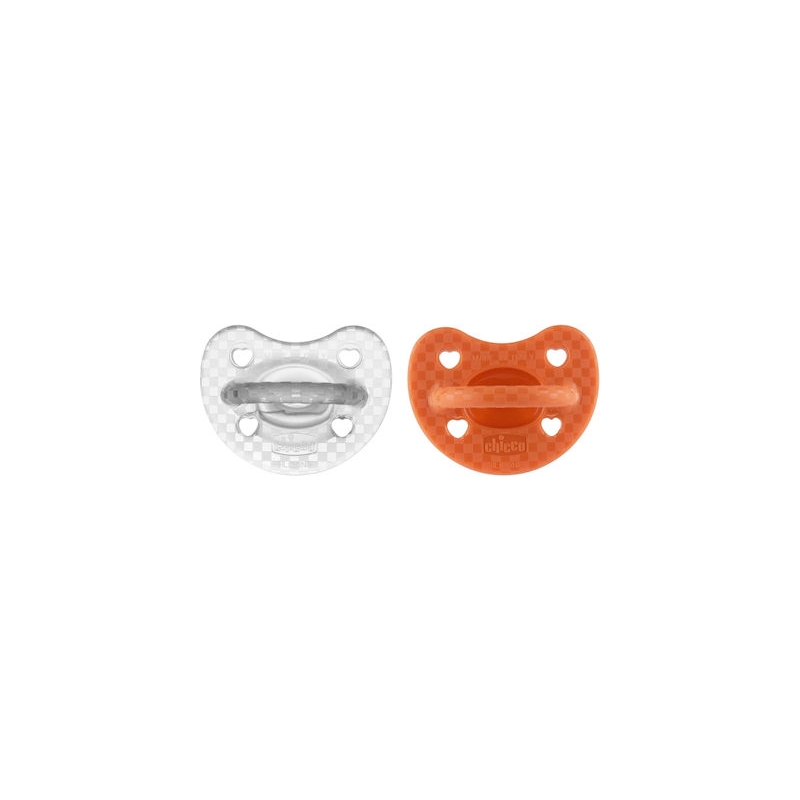 Chicco Πιπίλες Σιλικόνης Soft Luxe για 16-36 μηνών Πορτοκαλί - Γκρι 2τμχ