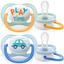 Philips Πιπίλες Σιλικόνης για 0-6 μηνών Ultra Air Play Time / Car 2τμχ SCF080/09