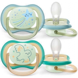 Avent Philips Ultra Air Nighttime Πιπίλα Σιλικόνης 0-6m Αστέρι - Κουκουβάγια 2τμχ SCF376/18