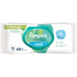 Pampers Harmonie Aqua Wipes Μωρομάντηλα από Βιολογικό Βαμβάκι & 99% Καθαρό Νερό 48 Τεμάχια (1x48 Τεμάχια)