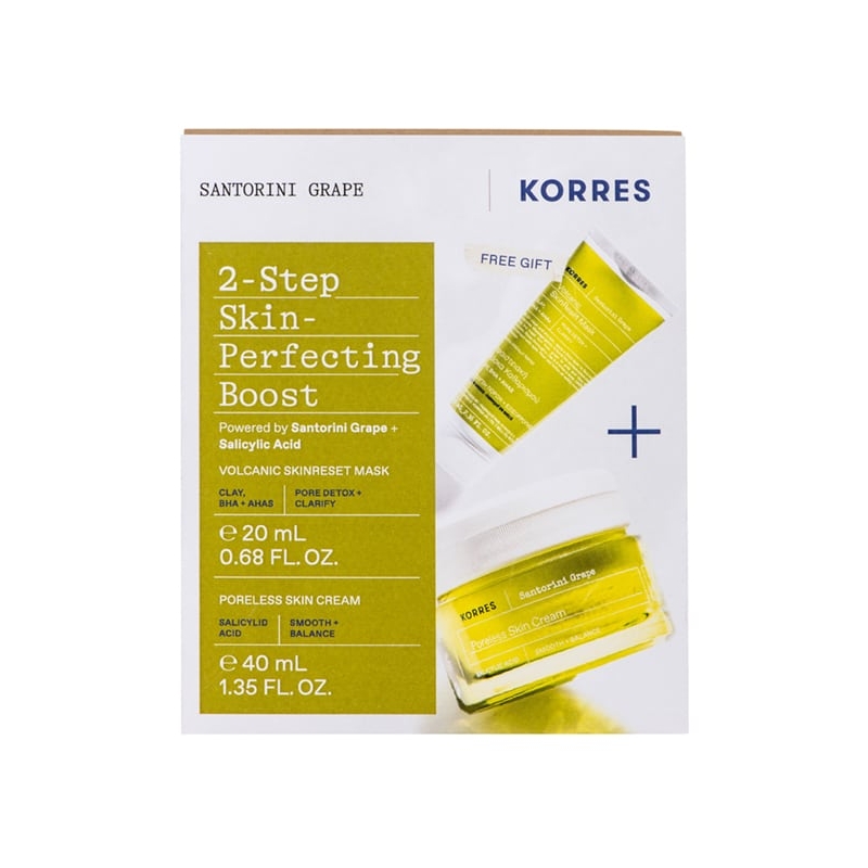 Korres Santorini Grape 2-Step Skin-Perfecting Boost Set με Poreless Skin Cream 40ml & Volcanic Skinreset Mask 15ml