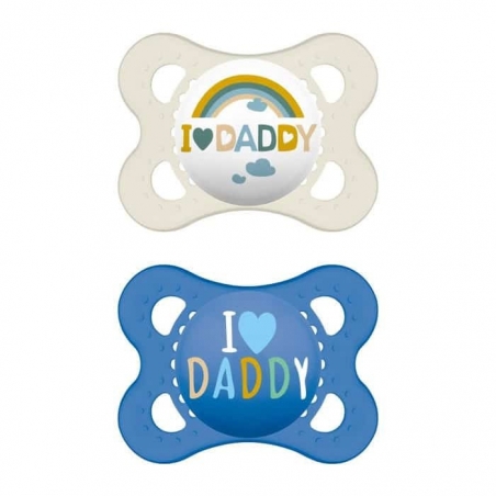 Mam Ορθοδοντικές Πιπίλες Σιλικόνης ''i Love Daddy'' για 2-6 μηνών 2τμχ 115SB1 Mam Ορθοδοντικές Πιπίλες Σιλικόνης ''i Love Daddy'' για 2-6 μηνών 2τμχ 115SB1