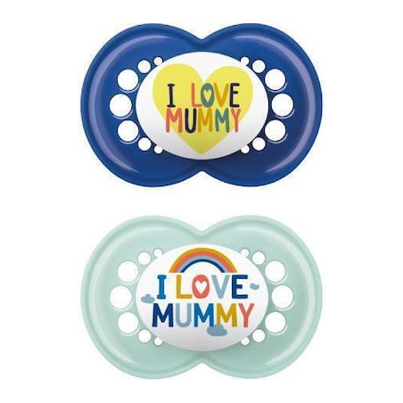 Mam Πιπίλες Σιλικόνης για 16+ μηνών Ι Love Mummy Μπλε / Τιρκουάζ 2τμχ 265SB2