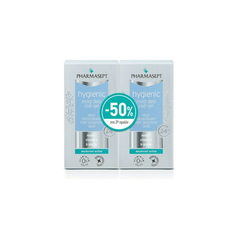 Pharmasept Hygienic Mild Αποσμητικό 24h σε Roll-On Χωρίς Αλουμίνιο 2x50ml