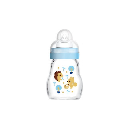 MAM Μπιμπερό Γυάλινο Feel Good Για Αγόρι 0+ Μηνών - Μπλε, 170ml (370SB)