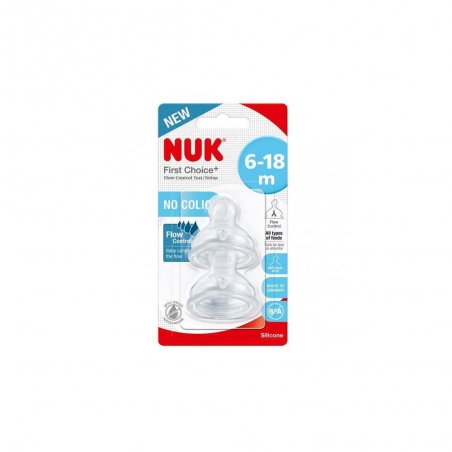 NUK First Choice+ Θηλή Σιλικόνης 6-18m Μικρής Ροής, 2τμχ NUK First Choice+ Θηλή Σιλικόνης 6-18m Μικρής Ροής, 2τμχ