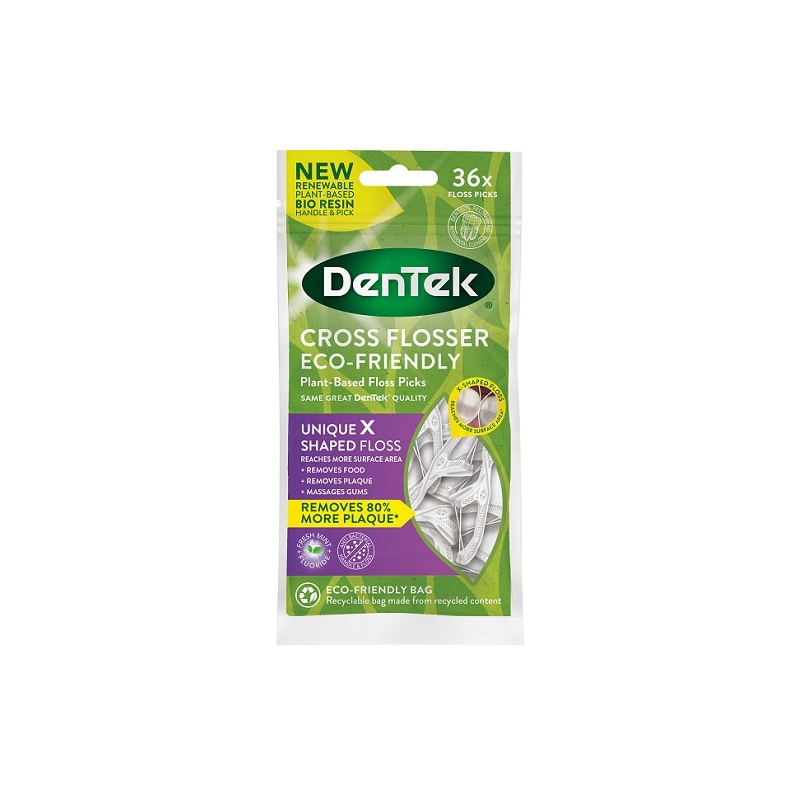 DenTek Cross Flosser Eco-Friendly Plant-Based "Unique X Shaped" Floss Picks 36τμχ
