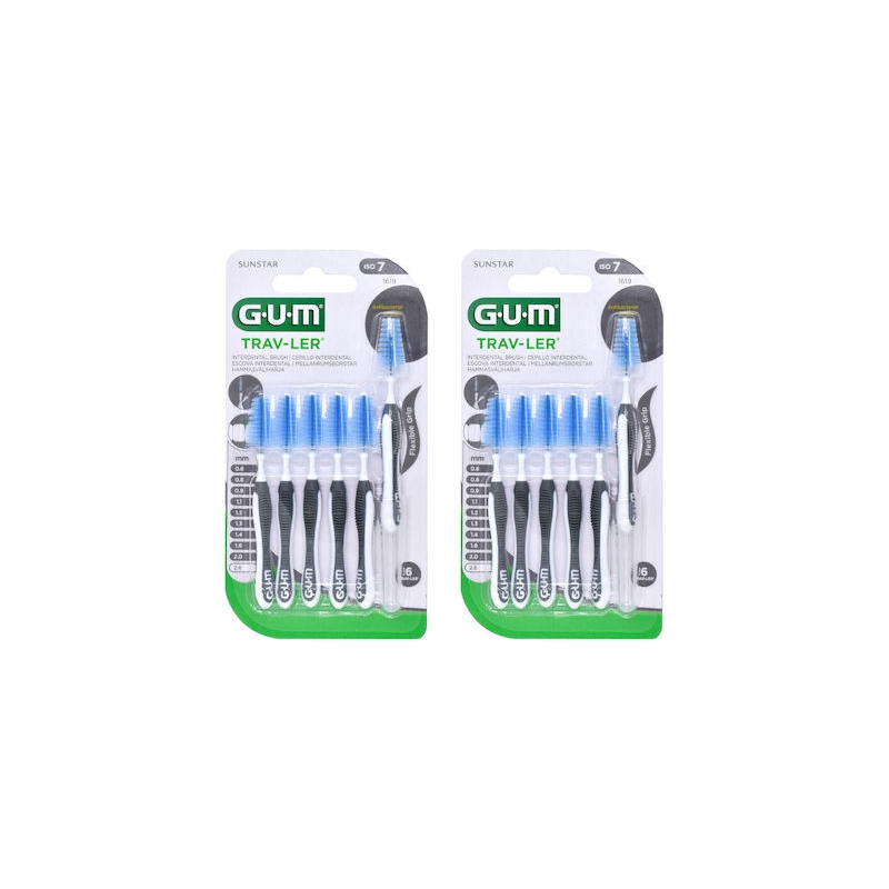 GUM 1619 Trav-ler Interdental Brush - Μεσοδόντιο Βουρτσάκι 2.6mm Γκρι 2x6 τμχ