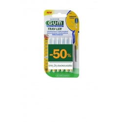 GUM 1514 Trav-ler Interdental Brush - Μεσοδόντιο Βουρτσάκι 1.3mm Κίτρινο 6 τμχ 2x6τεμ