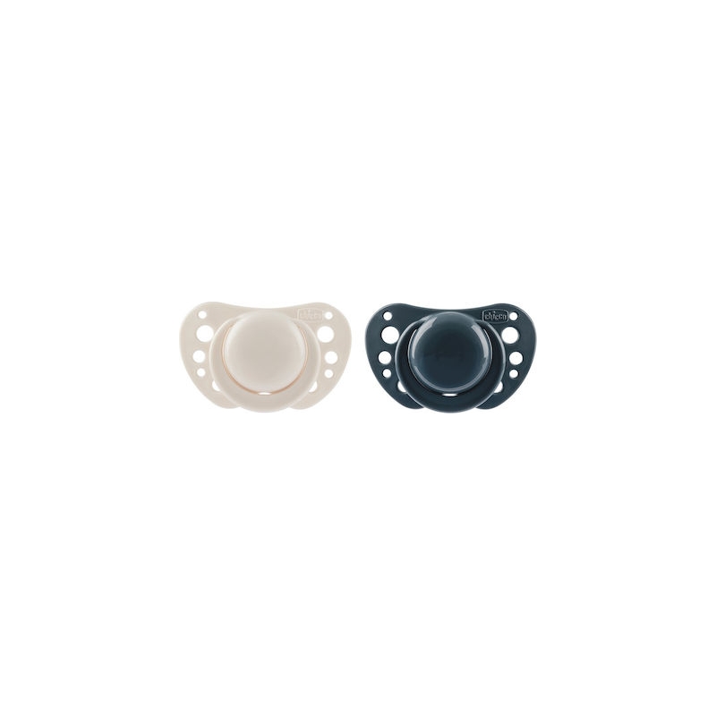 CHICCO - Physio Air Πιπίλα Σιλικόνης 6-16m+ Μπεζ - Γκρι Μπλε 2τμχ