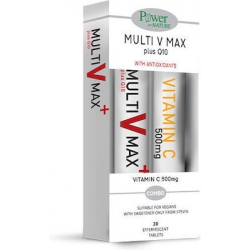 Power Of Nature Multi V Max Plus Q10 & Vitamin C 500mg Βιταμίνη για το Ανοσοποιητικό & Αντιοξειδωτικό 40 αναβράζοντα δισκία