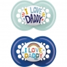 Mam Ορθοδοντικές Πιπίλες Σιλικόνης Ι Love Daddy για 16+ μηνών με Θήκη Γαλάζιο - Μπλε 2τμχ 265SB1