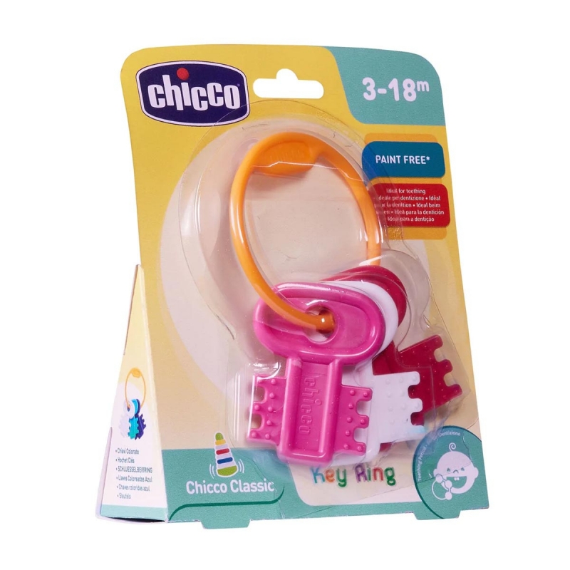 Chicco Κουδουνίστρα & Μασητικό Χρωματιστά Κλειδιά Ροζ 3m+