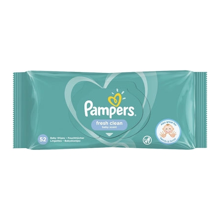 Pampers Fresh Clean Μωρομάντηλα χωρίς Οινόπνευμα 52τμχ