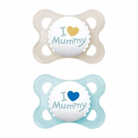 Mam Ι Love Mummy Ορθοδοντική Πιπίλα Σιλικόνης με Θηλή Skinsoft 115SB2 για 2-6 μηνών Μπλε, 2τμχ Mam Ι Love Mummy Ορθοδοντική Πιπίλα Σιλικόνης με Θηλή Skinsoft 115SB2 για 2-6 μηνών Μπλε, 2τμχ