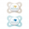 Mam Ι Love Mummy Ορθοδοντική Πιπίλα Σιλικόνης με Θηλή Skinsoft 115SB2 για 2-6 μηνών Μπλε, 2τμχ
