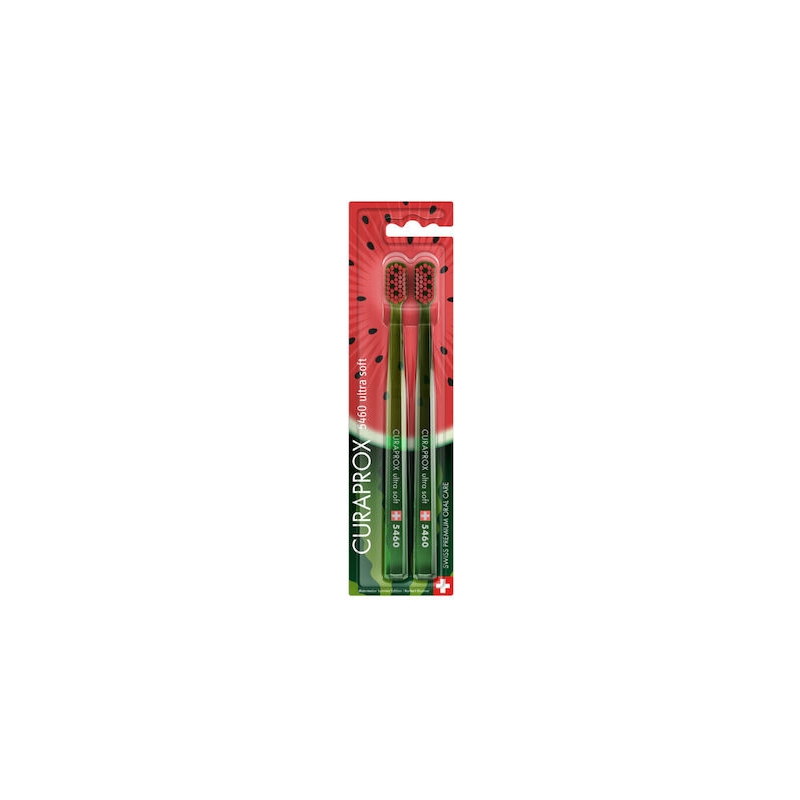 Curaprox CS 5460 Watermelon Summer Edition Οδοντόβουρτσα Ultra Soft Πράσινη / Κόκκινη 2τμχ