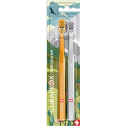 Curaprox CS 5460 Duo Fox & Bunny Edition Οδοντόβουρτσα Ultra Soft Πορτοκαλί / Γκρι 2τμχ