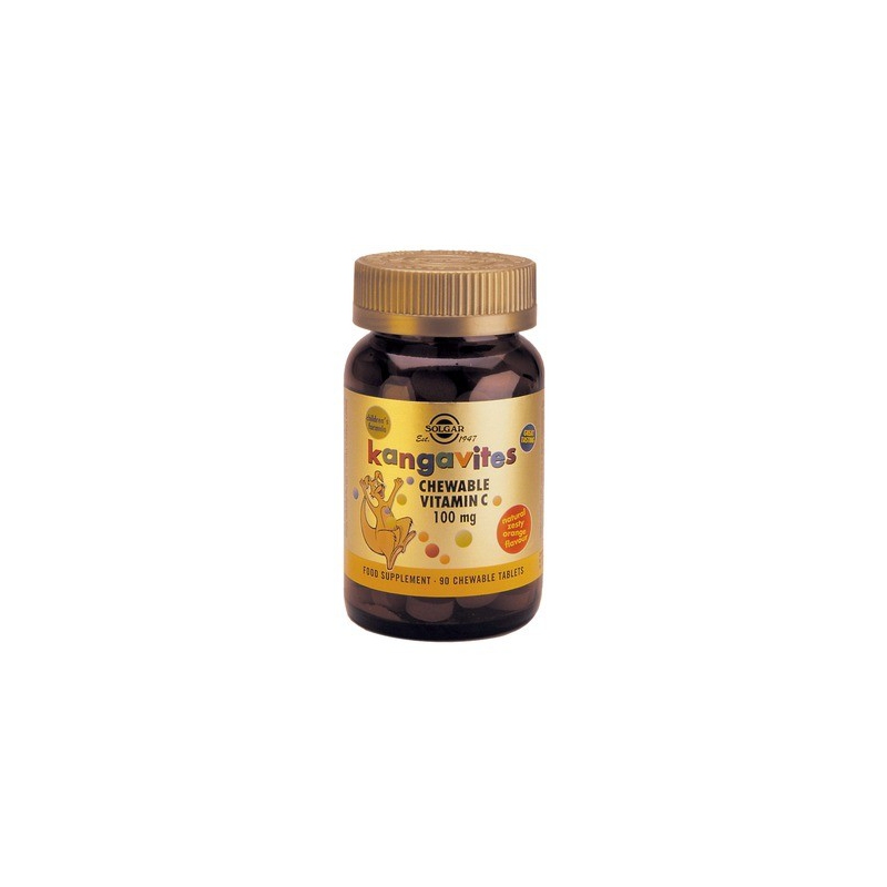 Solgar Kangavites vitamin C 100mg 90 Μασώμενα δισκία με γεύση πορτοκαλι