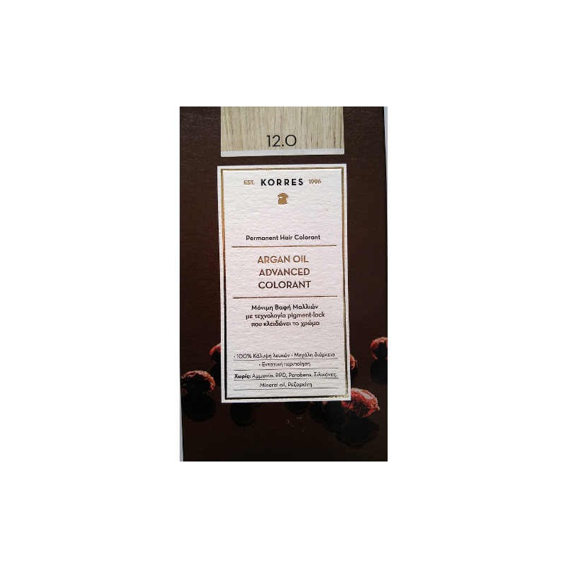 Korres Argan Oil Βαφη Μαλλιων 12.0 Ξανθο Special Blonde 50ml.