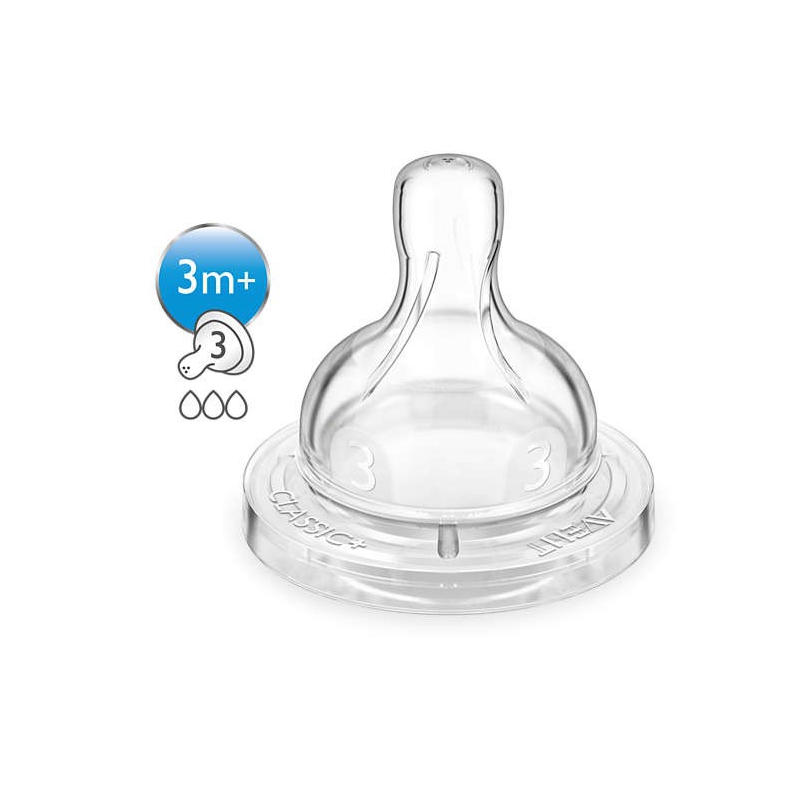 Philips Avent Θηλη Classic Σιλικονης Mετριας Ροης Για Νεογεννητα 3μην+ 2τεμ SCF633/27