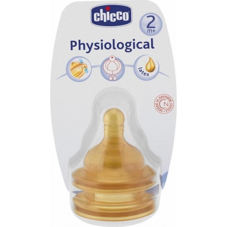 Chicco Θηλή Καουτσούκ, μέτρια ροή 2m+ well being 2τεμ